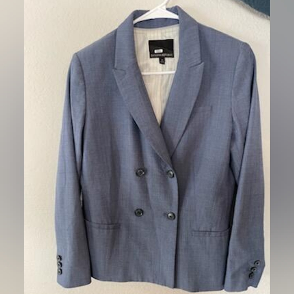 Womens Banana Republic Factory Chambray Double Breasted Blazer size 4